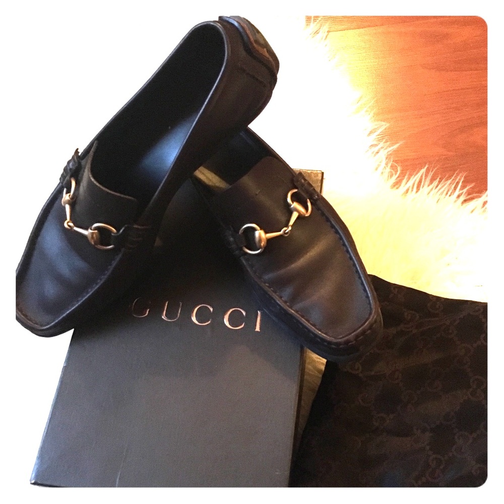 Authentic Gucci horse-bit loafers